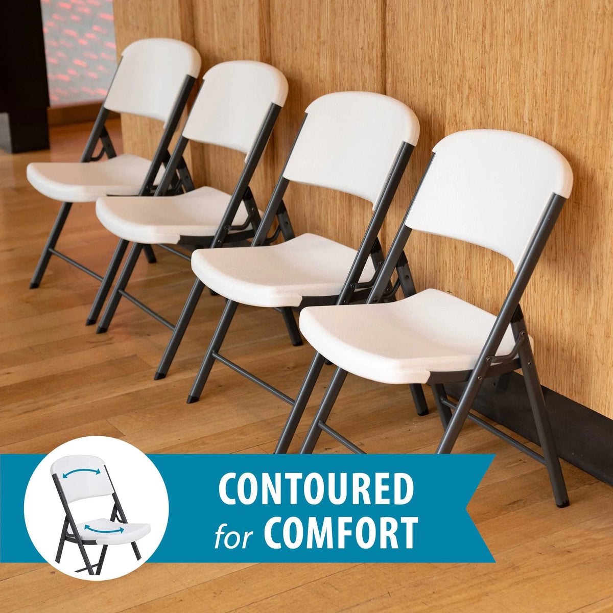 Lifetime Combo Set of (4) 8 - Foot Rectangle Folding Tables & (32) Chairs, Indoor/Outdoor Use, White (80147)