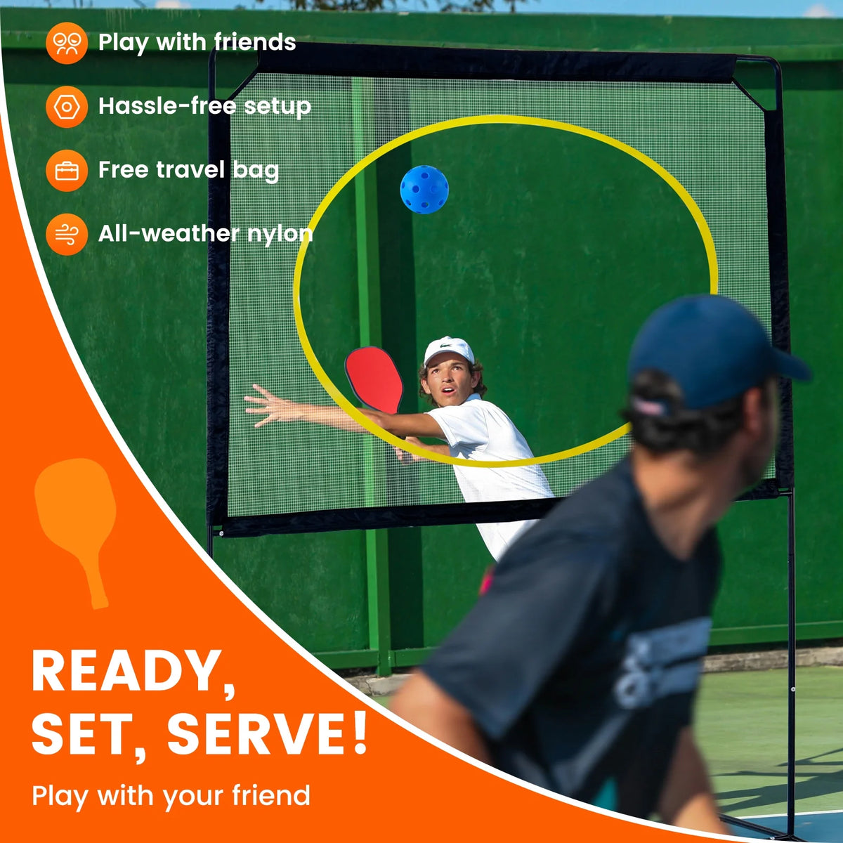 Slsy Portable Pickleball with Net, A Racket Game That Combines Pickleball, Badminton, Jianzi, and Tennis, Backyard Games Sport Outdoor Indoor, Fun Games for Kids & Adults