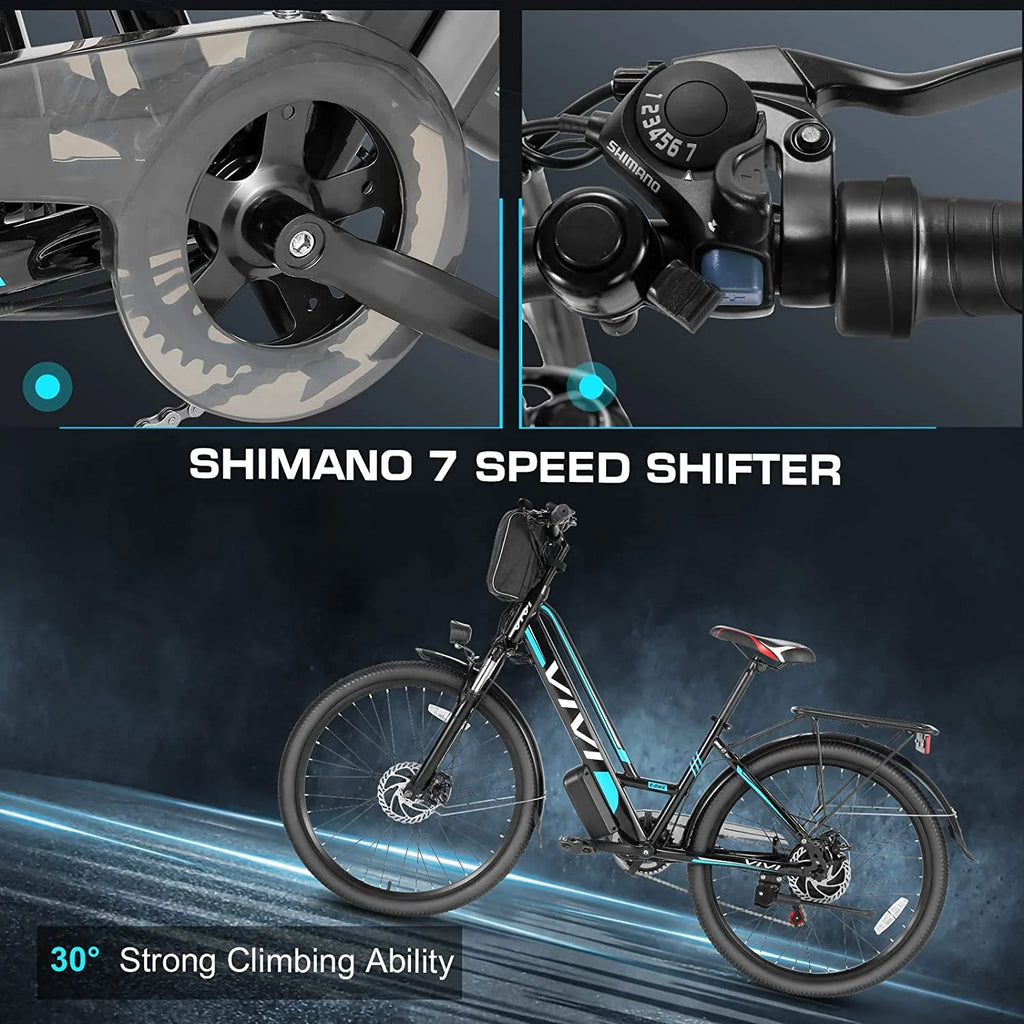 Vivi Electric Bike 26" City Commuter Electric Bike 48V 500W Step - Through Electric Bike 19.8MPH Electric Cruiser