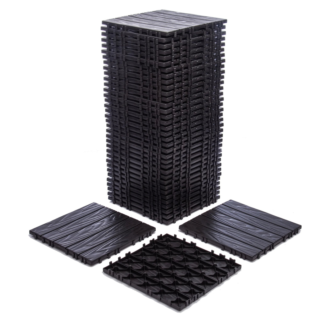 76 - Pack Plastic Interlocking Deck Tiles - 68.80 Sq.ft Outdoor Plastic Flooring Super Durable & Waterproof All