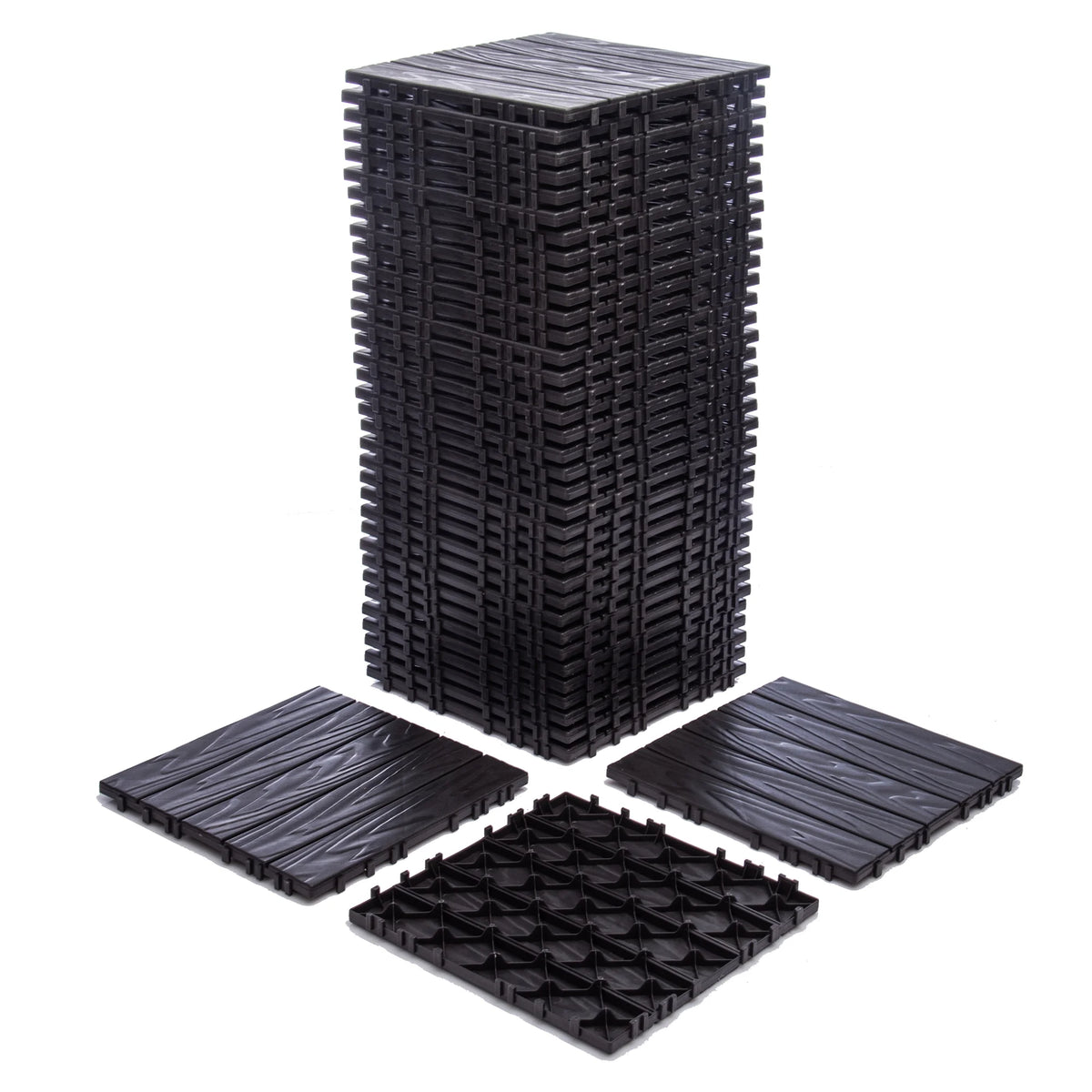 76 - Pack Plastic Interlocking Deck Tiles - 68.80 Sq.ft Outdoor Plastic Flooring Super Durable & Waterproof All