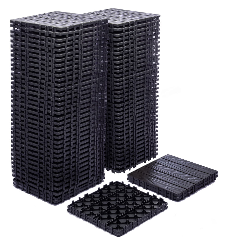 76 - Pack Plastic Interlocking Deck Tiles - 68.80 Sq.ft Outdoor Plastic Flooring Super Durable & Waterproof All