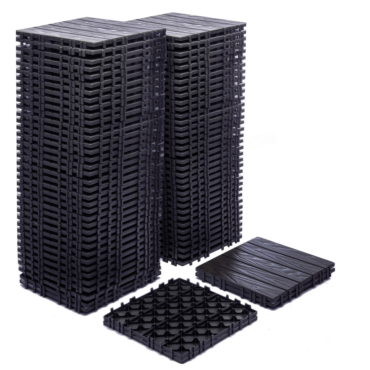 76 - Pack Plastic Interlocking Deck Tiles - 68.80 Sq.ft Outdoor Plastic Flooring Super Durable & Waterproof All