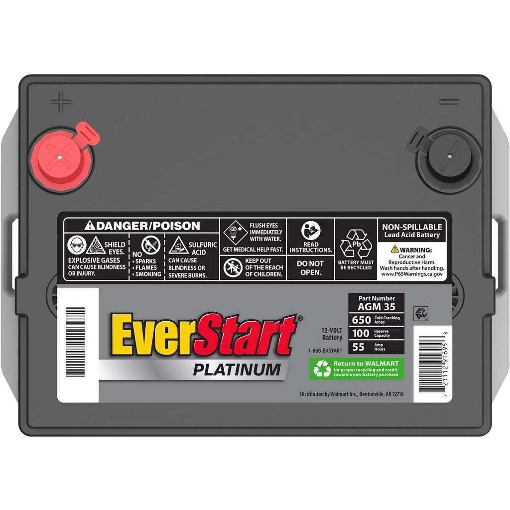 EverStart Platinum AGM Automotive Battery. Group Size 35 12 Volt. 650 CCA - MadeInUSA