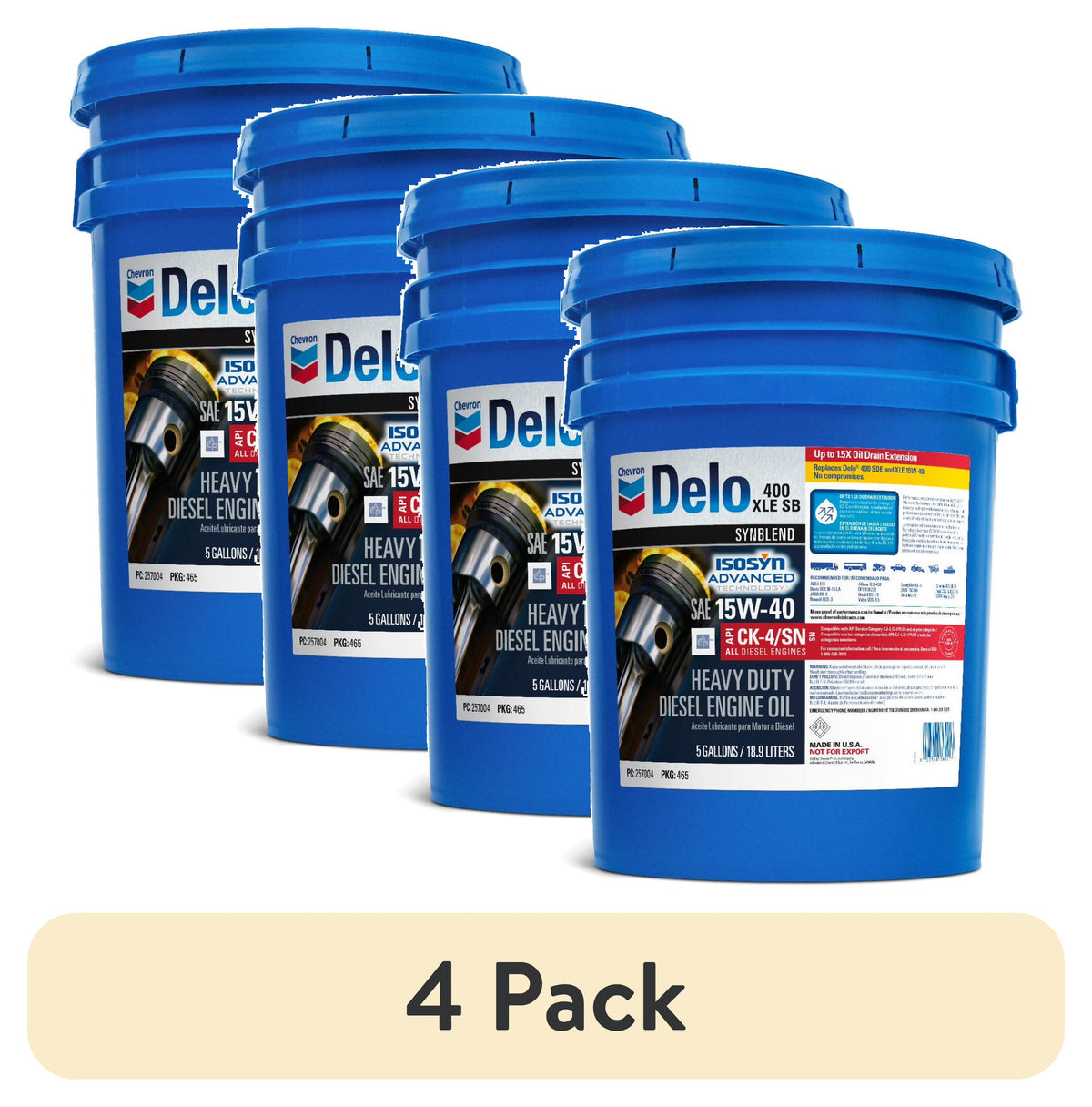 Delo 400 XLE SB Synthetic Blend SAE 15W - 40 Heavy - Duty Diesel Motor Oil 5 Gallon