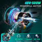 Vivi Electric Bike 26" City Commuter Electric Bike 48V 500W Step - Through Electric Bike 19.8MPH Electric Cruiser