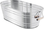 Steel Galvanized Beverage Tub with Stand and Drip Pan Tray - Oval Shape (Large Size) by MG Decor - Madhu Collection