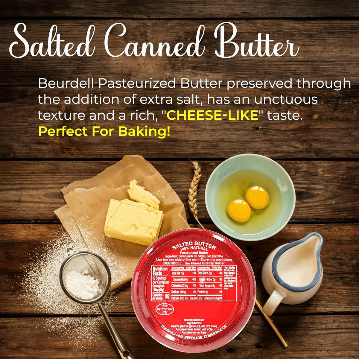 Beurdell Canned French Butter �m?100% Natural Salted Pasteurized Real Butter Long Shelf Life Emergency Survival Food