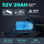 3000W(Peak) Motor 35MPH SMARTRAVEL ST202 Electric Dirt Bike for Adults, 52V50AH Dual Battery Ebike, 92+ Miles Range