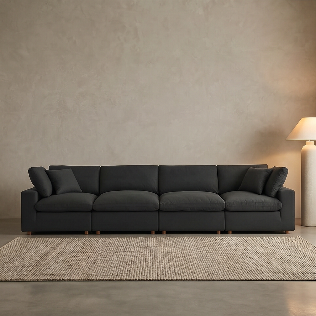 Roomviax Carmen 4 Piece Modular Sectional Sofa Black