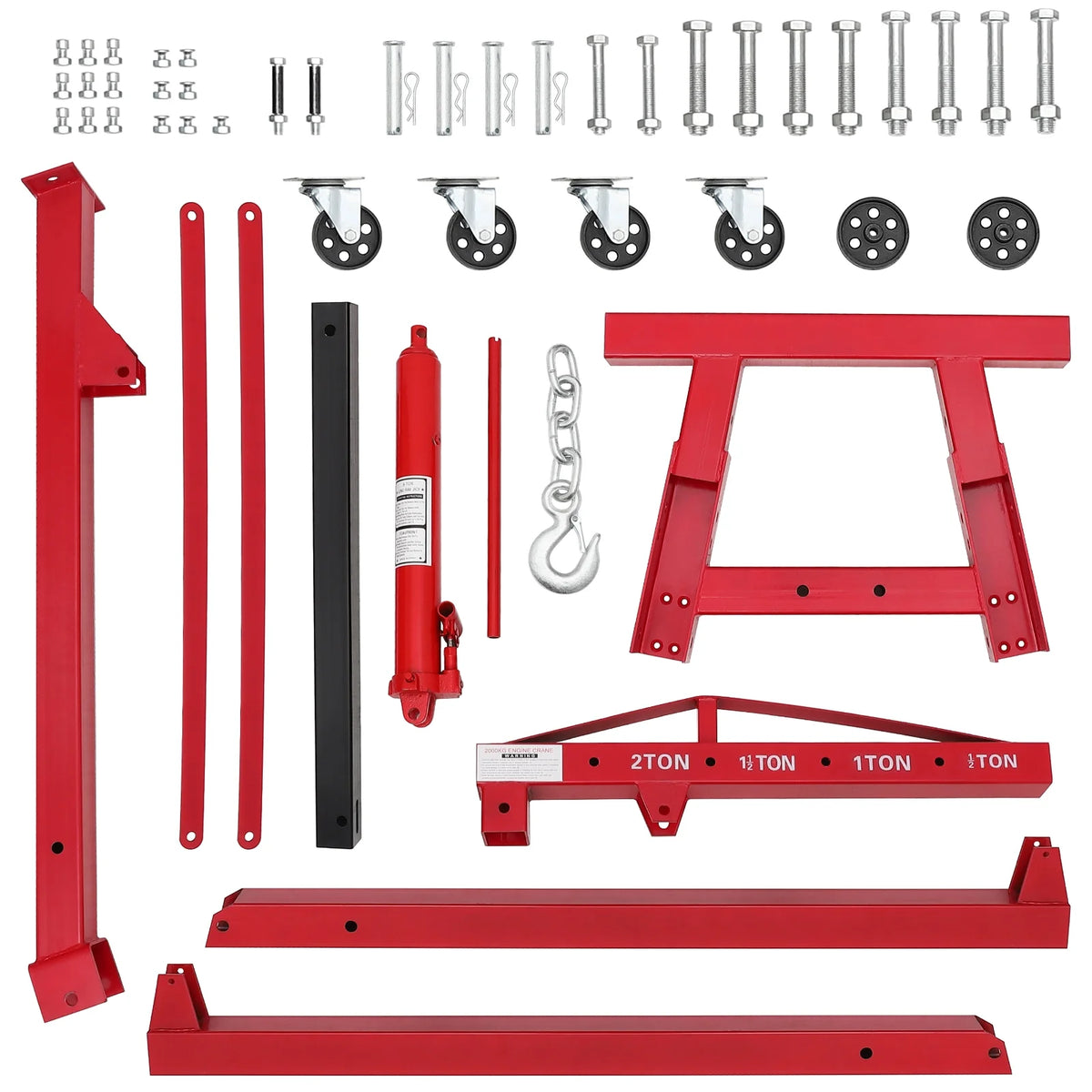 GARVEE 2 Ton Folding Hydraulic Engine Hoist with Lever, Folding Engine Shop Crane Hoist Lift, Heavy Cherry Picker