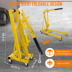 GARVEE 2 Ton Folding Hydraulic Engine Hoist with Lever, Folding Engine Shop Crane Hoist Lift, Heavy Cherry Picker