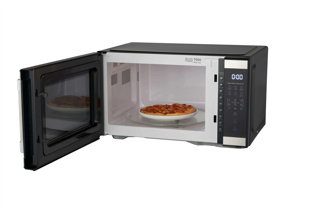 Hamilton Beach 1.1 Cu. Ft. Countertop Microwave Oven, 1000 Watts, White Stainless Steel