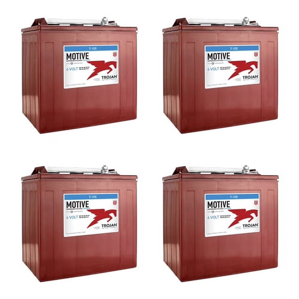 Trojan T - 105 - 6V 225ah Deep Cycle Golf Cart Batteries (Pack of 4)