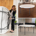 Lifetime 60 in Round Folding Table, Indoor/Outdoor Commercial Grade, Almond (280435)