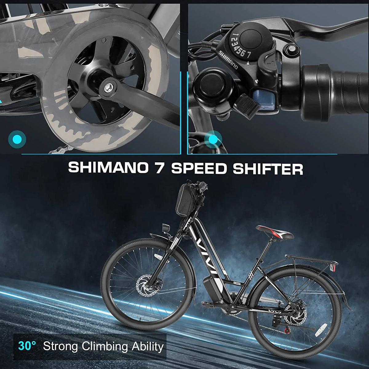 Vivi Electric Bike 26" City Commuter Electric Bike 48V 500W Step - Through Electric Bike 19.8MPH Electric Cruiser