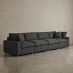 Roomviax Carmen 4 Piece Modular Sectional Sofa Black