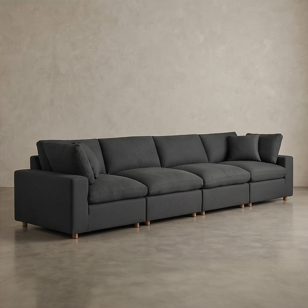 Roomviax Carmen 4 Piece Modular Sectional Sofa Black