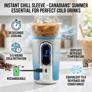 2026 Smart Cooling Tech ，Instant Chill Sleeve: The Ultimate "AC for Your Drink"， Chill Your Drink in 30 Seconds without Dilution ，5 Hours Icy Fresh ，Portable Rechargeable Beverage Cooler for Summer Must-Have