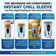 2026 Smart Cooling Tech ，Instant Chill Sleeve: The Ultimate "AC for Your Drink"， Chill Your Drink in 30 Seconds without Dilution ，5 Hours Icy Fresh ，Portable Rechargeable Beverage Cooler for Summer Must-Have