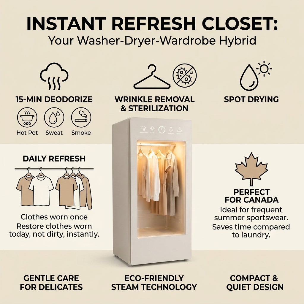 2026 Latest Tech – Instant Refresh Closet – Keep Your Active Wardrobe Fresh, Clean, and Ready in 15 Minutes, Perfect for Sports, Daily Wear, and Canadian Summers