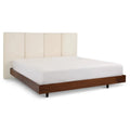 ROOMVIAX Modern Upholstered Platform Bed with Panel Headboard in Cream Fabric