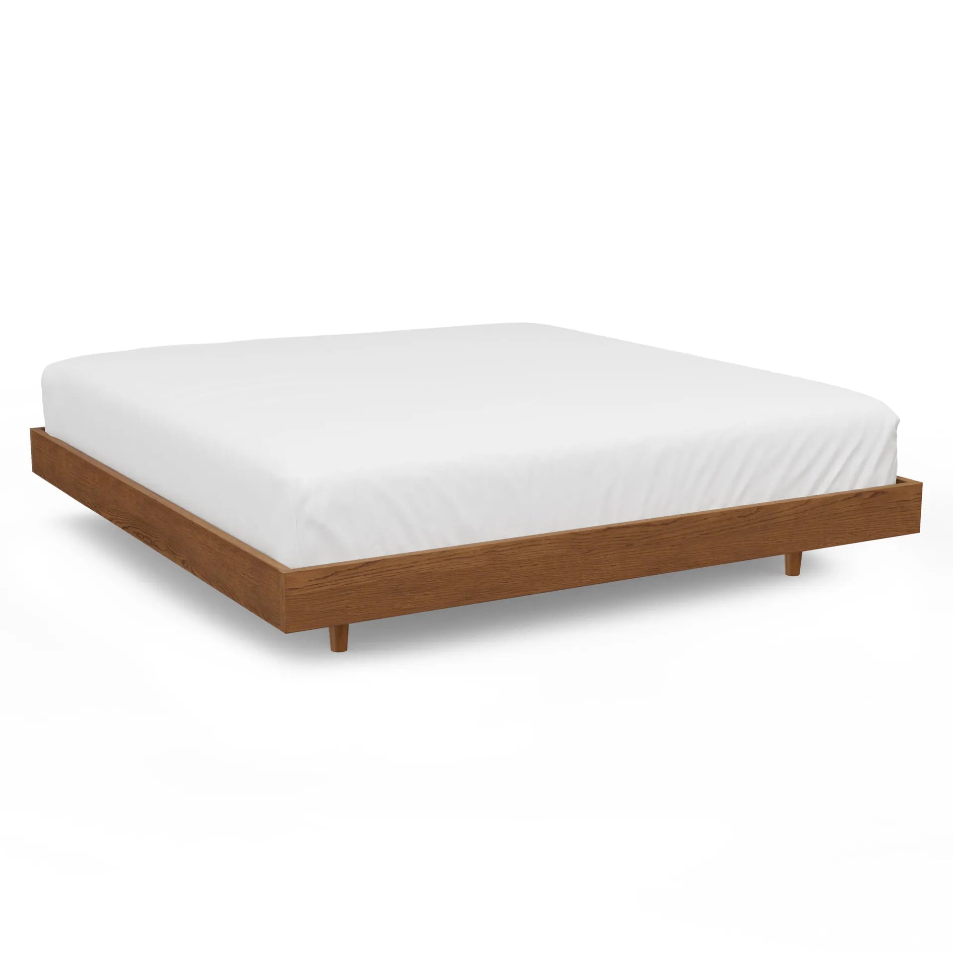 ROOMVIAX Modern Upholstered Platform Bed with Panel Headboard in Cream Fabric