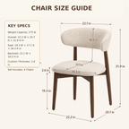 Cream Upholstered Curved Back Dining Chairs with Wood Frame Set of 4