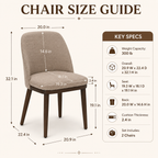Taupe Upholstered Curved Back Dining Chairs with Solid Wood Legs Set of 2