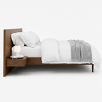 Modern Walnut Platform Bed with Floating Nightstands