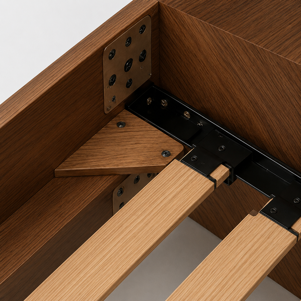 Modern Walnut Platform Bed with Floating Nightstands