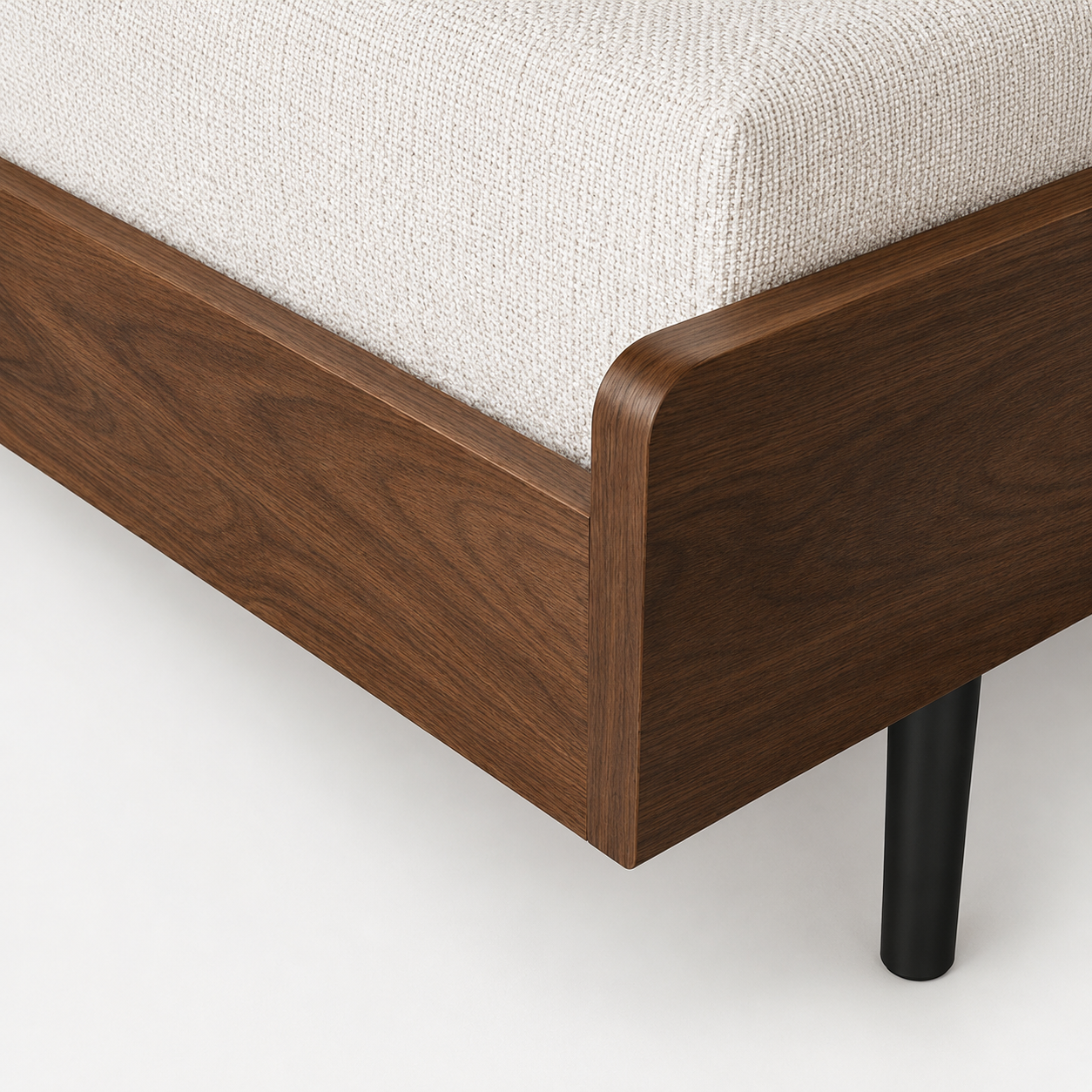 Modern Walnut Platform Bed with Floating Nightstands