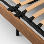 Modern Walnut Platform Bed with Floating Nightstands