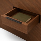 Modern Walnut Platform Bed with Floating Nightstands