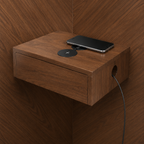 Modern Walnut Platform Bed with Floating Nightstands