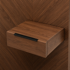 Modern Walnut Platform Bed with Floating Nightstands