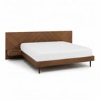 Modern Walnut Platform Bed with Floating Nightstands