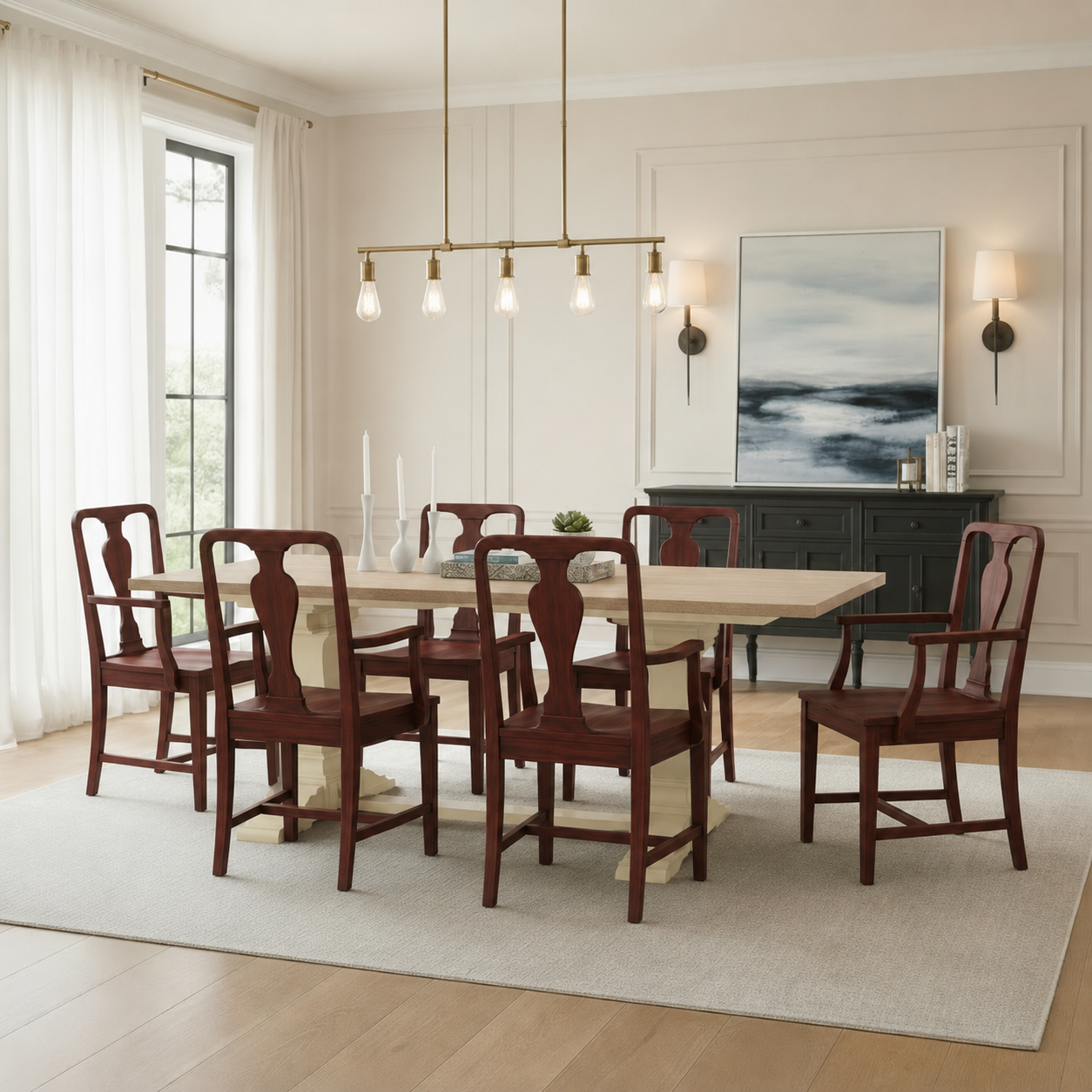 Modern Geometric Wood Dining Armchair