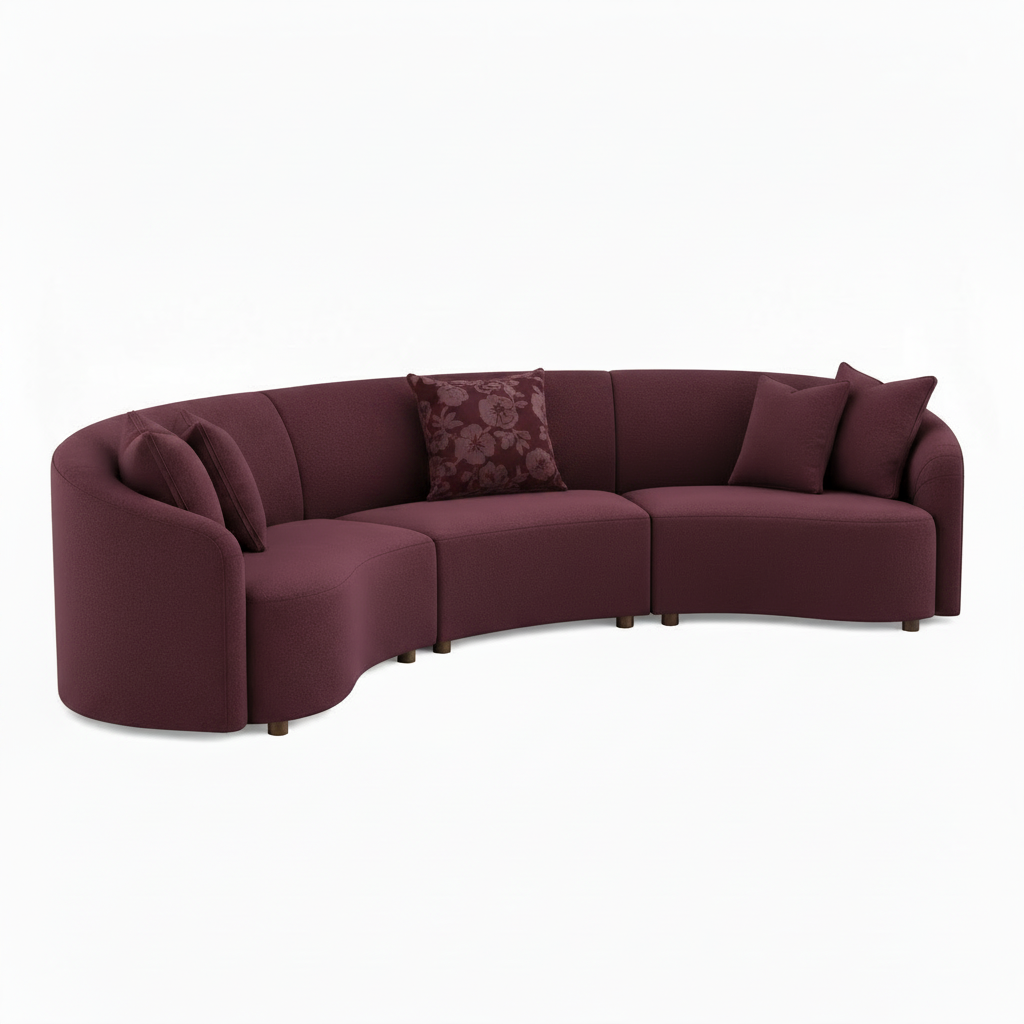 Modern Curved Three-Piece Fabric Sectional Sofa