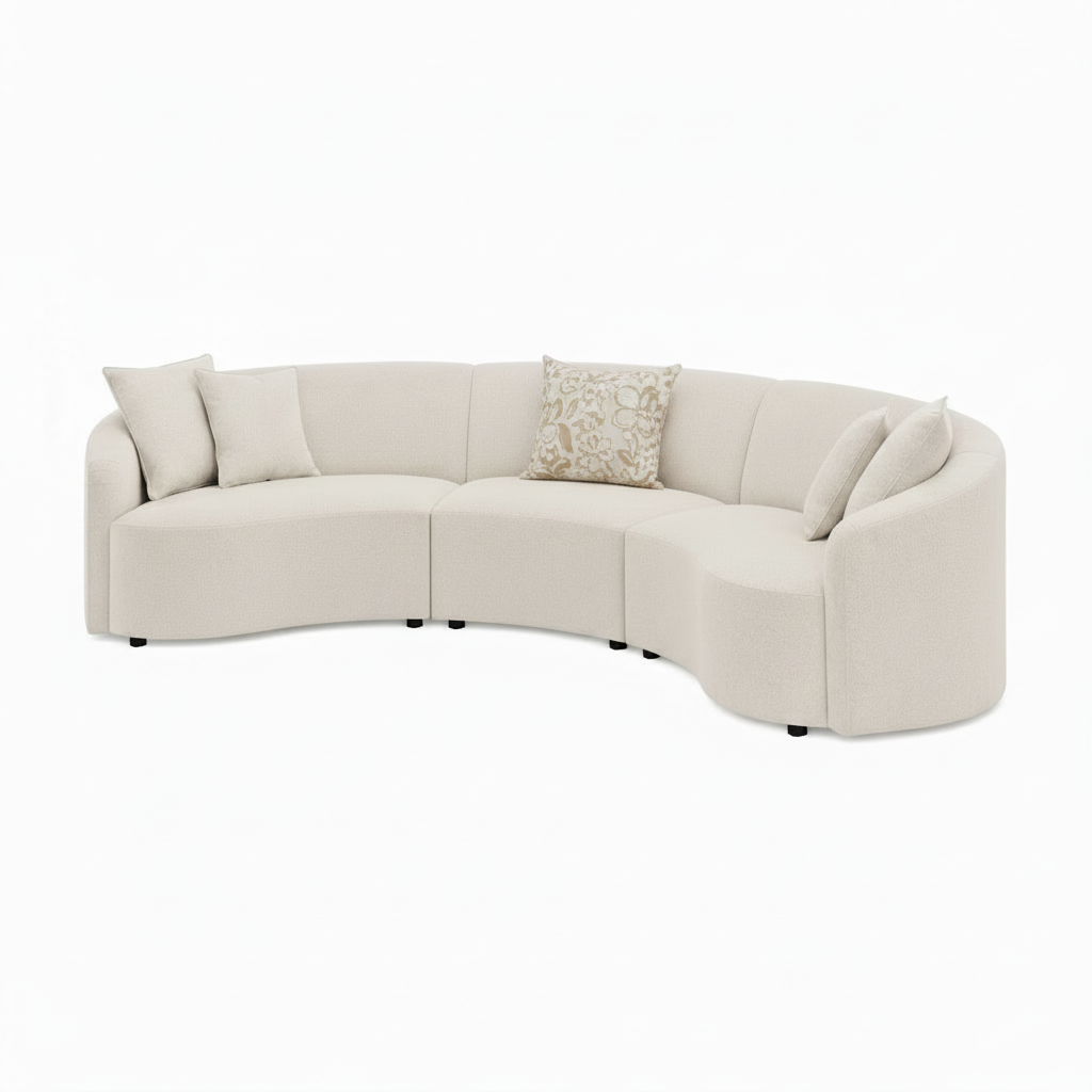 Modern Curved Three-Piece Fabric Sectional Sofa
