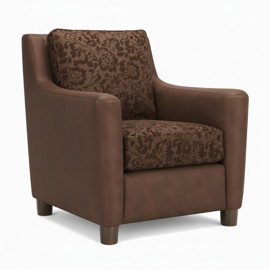 Modern Sloped-Arm Faux Leather Accent Chair