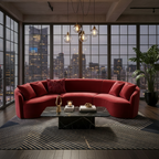Modern Curved Three-Piece Fabric Sectional Sofa