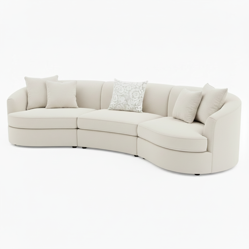 Modern Curved Three-Piece Fabric Sectional Sofa