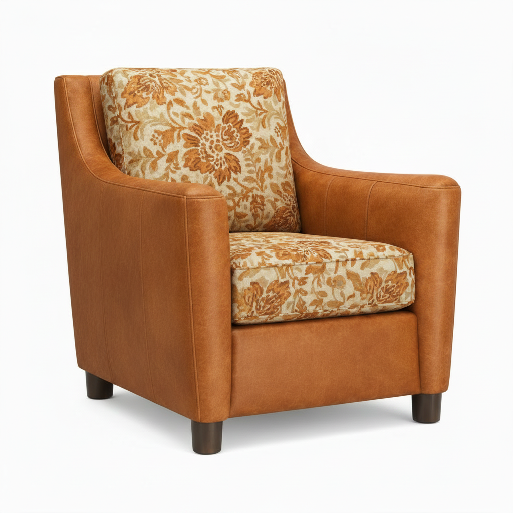 Modern Sloped-Arm Faux Leather Accent Chair