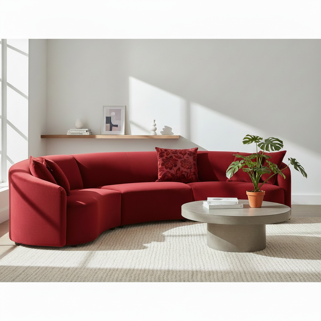 Modern Curved Three-Piece Fabric Sectional Sofa