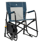GCI Outdoor Freestyle Rocker with Side Table Foldable Rocking Camp Chair, Heathered Pewter