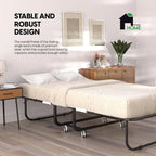 Econohome Folding Bed with Mattress - 75x31 Cot Size Bed Frame - Portable Foldable Roll Away Adult Bed for Guest - 5