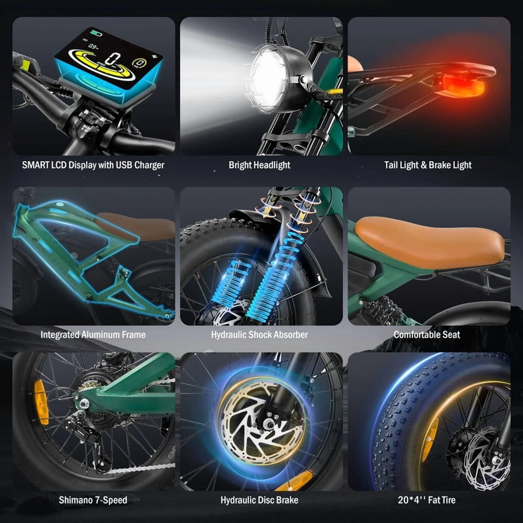 3000W(Peak) Motor 35MPH SMARTRAVEL ST202 Electric Dirt Bike for Adults, 52V50AH Dual Battery Ebike, 92+ Miles Range