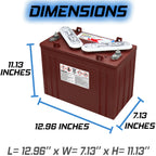 Trojan T - 1275 12V 150ah Flooded Lead Acid GC12 Deep Cycle Battery X6