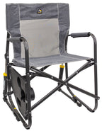 GCI Outdoor Freestyle Rocker with Side Table Foldable Rocking Camp Chair, Heathered Pewter